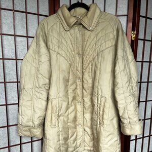 Vintage Northern Scene Quilted Puffer Jacket - Cream/Beige - Made in Taiwan